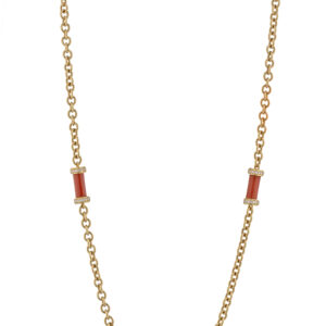 Collana in oro 18 kt, corallo rosso e diamanti