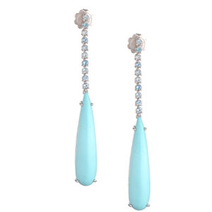 Orecchini in oro 18 kt, turchese e acquamarina